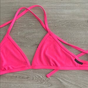 Jolyn Clothing Bright Pink Triangle Bikini Top. MEDIUM